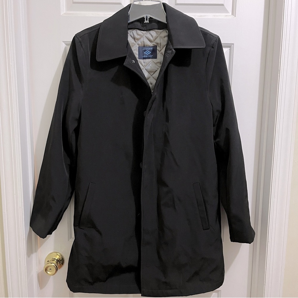 JOSEPH ABBOUND BLACK OVERCOAT sz Big Boy 16 Modern Fit Raincoat removable warmer
